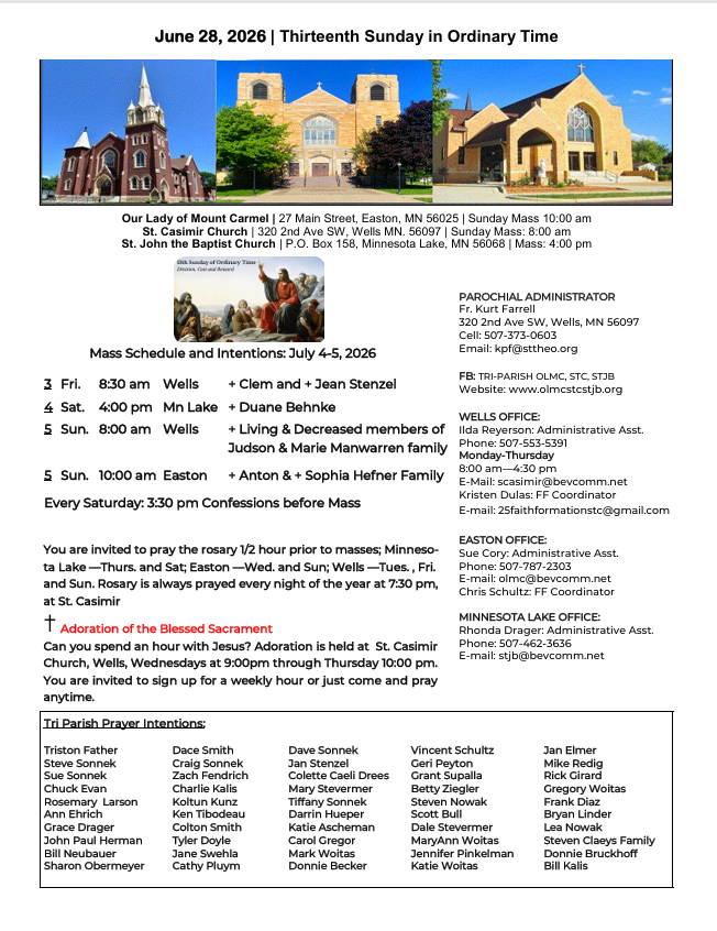 Front cover of bulletin 6.21.2026